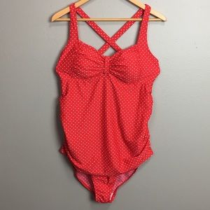 Beach bump maternity polka dot swimsuit